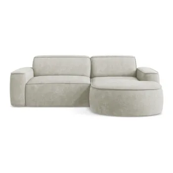 Coltar crem cu tapiterie din chenille (cu colt pe partea stanga/cu sezlong) Omao - Makamii imagine