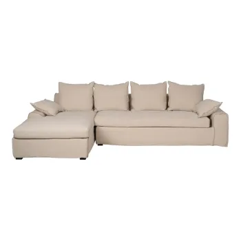 Coltar crem cu tapiterie din in (cu colt pe partea dreapta, cu sezlong) - Ixia imagine