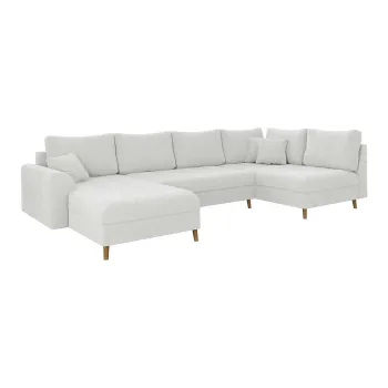 Coltar crem cu tapiterie din tesatura boucle (colt dreapta/in forma de 