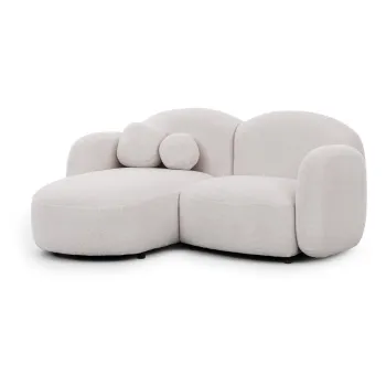 Coltar crem cu tapiterie din tesatura boucle (cu colt pe partea dreapta/cu sezlong) Orbit - Ropez imagine