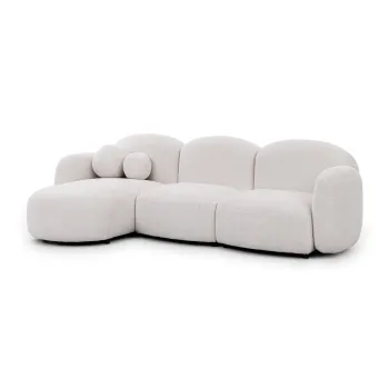 Coltar crem cu tapiterie din tesatura boucle (cu colt pe partea dreapta/cu sezlong) Orbit - Ropez imagine