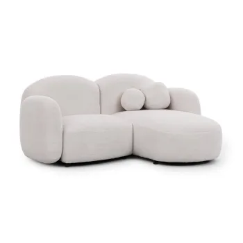 Coltar crem cu tapiterie din tesatura boucle (cu colt pe partea stanga/cu sezlong) Orbit - Ropez imagine