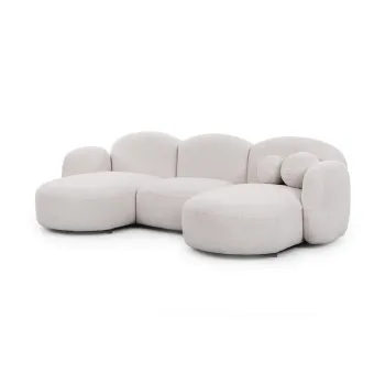 Coltar crem cu tapiterie din tesatura boucle (in forma de 