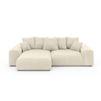 Coltar crem extensibil/cu spatiu de depozitare cu tapiterie din catifea reiata (cu colt variabil) Luma - Ropez imagine