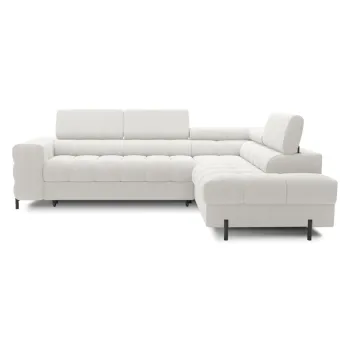 Coltar crem extensibil/cu spatiu de depozitare cu tapiterie din chenille (cu colt pe partea stanga/in forma de 