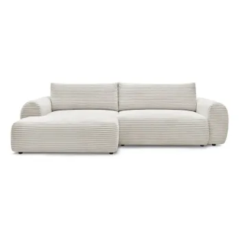 Coltar crem extensibil cu tapiterie din catifea reiata (cu colt pe partea dreapta) Lucien - Bobochic Paris imagine