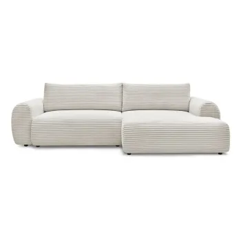 Coltar crem extensibil cu tapiterie din catifea reiata (cu colt pe partea stanga ) Lucien - Bobochic Paris imagine