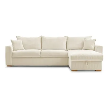 Coltar crem extensibil cu tapiterie din catifea reiata (cu colt variabil) Augustin - Bobochic Paris imagine