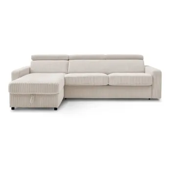 Coltar crem extensibil cu tapiterie din catifea reiata (cu colt variabil) Monaco - Bobochic Paris imagine