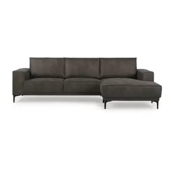 Coltar cu sezlong pe partea dreapta din imitatie piele Scandic Copenhagen, gri antracit imagine