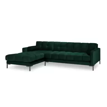 Coltar din catifea cu extensie pe partea stanga Cosmopolitan Design Bali, verde inchis imagine