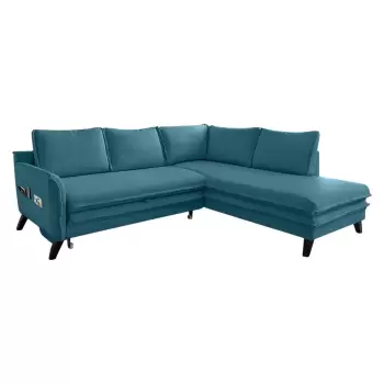 Coltar extensibil cu sezlong pe partea dreapta Miuform Charming Charlie L, turcoaz imagine