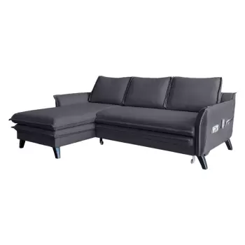 Coltar extensibil cu sezlong pe partea stanga Miuform Charming Charlie, gri antracit imagine