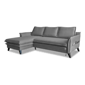 Coltar extensibil cu sezlong pe partea stanga Miuform Charming Charlie, gri inchis imagine