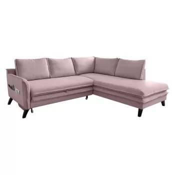 Coltar extensibil cu sezlong pe partea stanga Miuform Charming Charlie L, roz pudra imagine