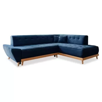 Coltar extensibil cu sezlong pe partea stanga Miuform Dazzling Daisy L, albastru petrol imagine