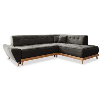 Coltar extensibil cu sezlong pe partea stanga Miuform Dazzling Daisy L, gri inchis imagine