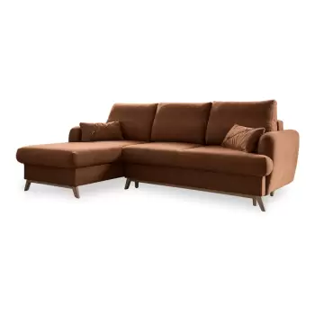 Coltar extensibil cu sezlong pe partea stanga Miuform Scandic Lagom, portocaliu caramiziu imagine