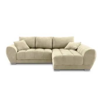 Coltar extensibil cu tapiterie de catifea si sezlong pe partea stanga Windsor & Co Sofas Nuage, bej imagine