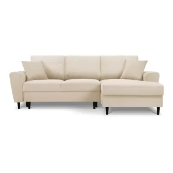 Coltar extensibil cu tapiterie reiata si sezlong pe partea stanga Micadoni Home Moghan, bej imagine