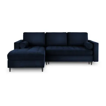 Coltar extensibil din catifea cu sezlong dreapta Milo Casa Santo, albastru imagine