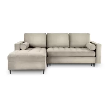 Coltar extensibil din catifea cu sezlong dreapta Milo Casa Santo, bej imagine