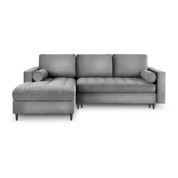 Coltar extensibil din catifea cu sezlong dreapta Milo Casa Santo, gri deschis imagine