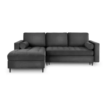 Coltar extensibil din catifea cu sezlong dreapta Milo Casa Santo, gri inchis imagine