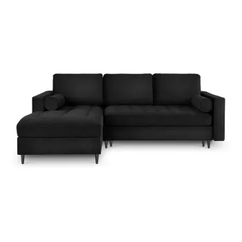 Coltar extensibil din catifea cu sezlong dreapta Milo Casa Santo, negru imagine