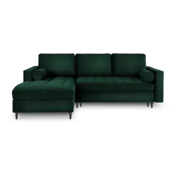 Coltar extensibil din catifea cu sezlong dreapta Milo Casa Santo, verde imagine