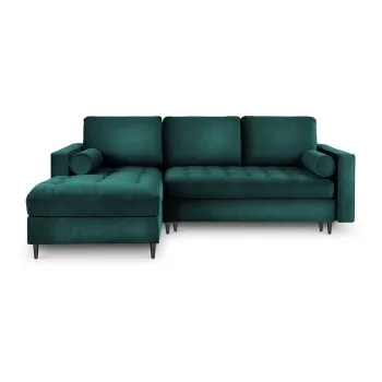 Coltar extensibil din catifea cu sezlong dreapta Milo Casa Santo, verde petrol imagine