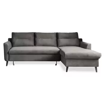 Coltar extensibil din catifea cu sezlong pe partea dreapta Miuform Stylish Stan, gri inchis imagine