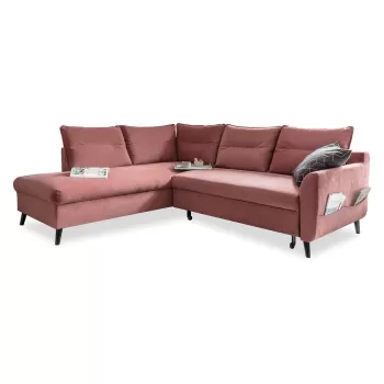 Coltar extensibil din catifea cu sezlong pe partea dreapta Miuform Stylish Stan L, roz imagine