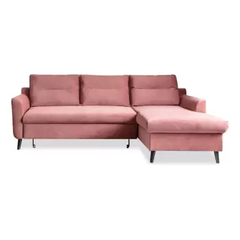 Coltar extensibil din catifea cu sezlong pe partea dreapta Miuform Stylish Stan, roz imagine