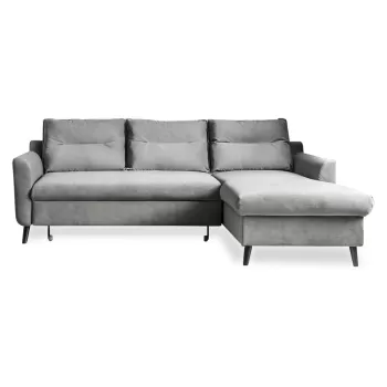 Coltar extensibil din catifea cu sezlong pe partea stanga Miuform Stylish Stan, gri deschis imagine