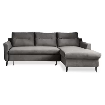 Coltar extensibil din catifea cu sezlong pe partea stanga Miuform Stylish Stan, gri inchis imagine