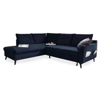 Coltar extensibil din catifea cu sezlong pe partea stanga Miuform Stylish Stan L, albastru deschis imagine