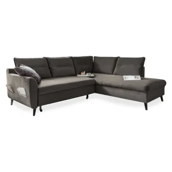 Coltar extensibil din catifea cu sezlong pe partea stanga Miuform Stylish Stan L, gri inchis imagine