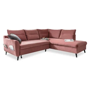Coltar extensibil din catifea cu sezlong pe partea stanga Miuform Stylish Stan L, roz imagine