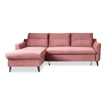 Coltar extensibil din catifea cu sezlong pe partea stanga Miuform Stylish Stan, roz imagine