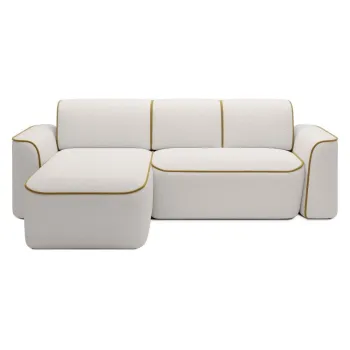 Coltar galben/crem cu tapiterie din tesatura boucle (cu colt pe partea dreapta/cu sezlong) Ume - ELTAP imagine