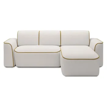 Coltar galben/crem cu tapiterie din tesatura boucle (cu colt pe partea stanga/cu sezlong) Ume - ELTAP imagine