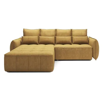 Coltar galben extensibil/cu spatiu de depozitare cu tapiterie din catifea (cu colt pe partea dreapta/cu sezlong) Campo - ELTAP imagine