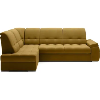 Coltar galben extensibil/cu spatiu de depozitare cu tapiterie din catifea (cu colt pe partea dreapta/in forma de 