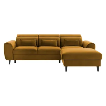 Coltar galben extensibil/cu spatiu de depozitare cu tapiterie din catifea (cu colt pe partea stanga/cu sezlong) Foble - ELTAP imagine