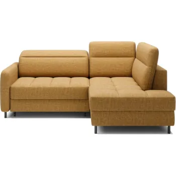 Coltar galben extensibil/cu spatiu de depozitare cu tapiterie din catifea (cu colt pe partea stanga/in forma de 