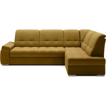 Coltar galben extensibil/cu spatiu de depozitare cu tapiterie din catifea (cu colt pe partea stanga/in forma de 