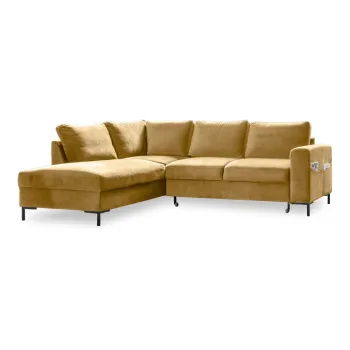 Coltar galben extensibil cu tapiterie din catifea (cu colt pe partea dreapta) Lofty Lilly - Miuform imagine