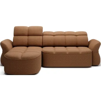 Coltar galben/maro extensibil/cu spatiu de depozitare cu tapiterie din catifea (cu colt pe partea dreapta/cu sezlong) Beneth - ELTAP imagine