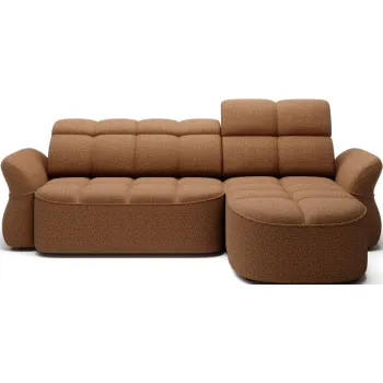 Coltar galben/maro extensibil/cu spatiu de depozitare cu tapiterie din catifea (cu colt pe partea stanga/cu sezlong) Beneth - ELTAP imagine